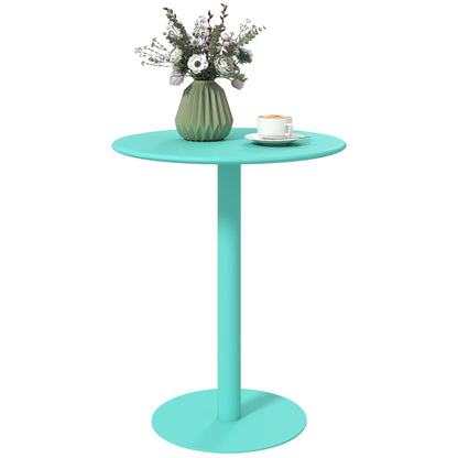Round Dining Table for 2 People Steel Kitchen Table for Indoor and Outdoor Ø60x72 cm Green