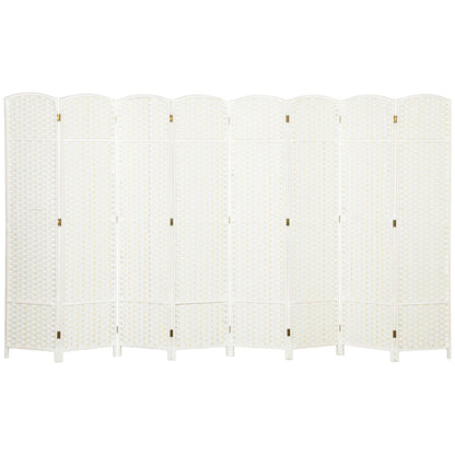 8-Panel Room Divider 320 x 170 cm - Folding Pine Wood Privacy Screen for Bedroom & Living Room, White