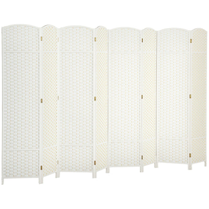 8-Panel Room Divider 320 x 170 cm - Folding Pine Wood Privacy Screen for Bedroom & Living Room, White