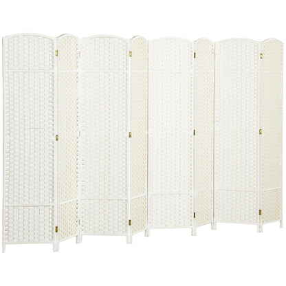 8-Panel Room Divider 320 x 170 cm - Folding Pine Wood Privacy Screen for Bedroom & Living Room, White