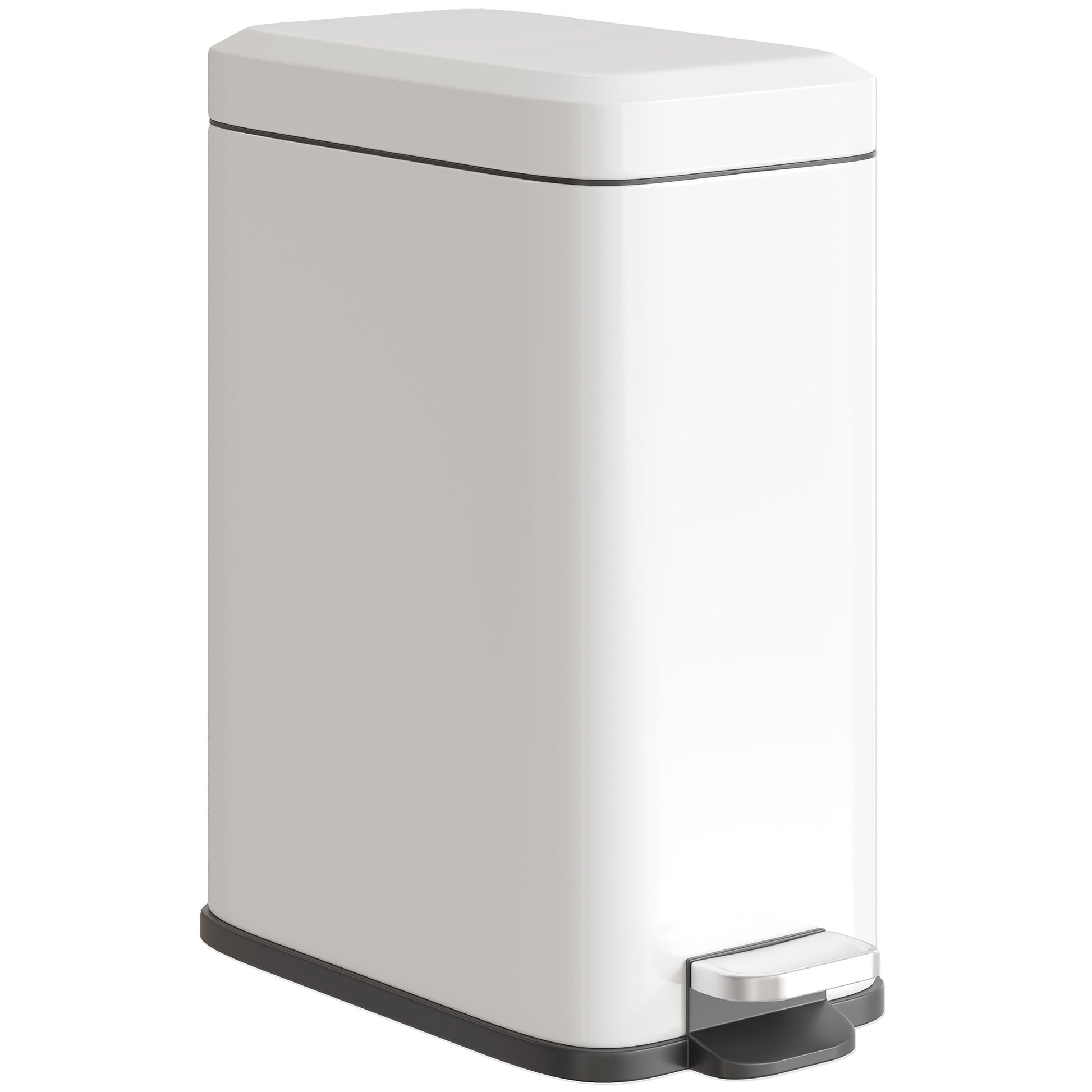 Trash Can 5L Bin with Soft Close Lid and Pedal, Waste Bin incl. Inner Bucket Cosmetic Bin for Living Room, Office, Metal, White, 29.2 x 14 x 32 cm