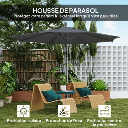 Foldable Octagonal Cantilever Parasol with 3m Diameter Garden Parasol with Dark Gray Cross Stand