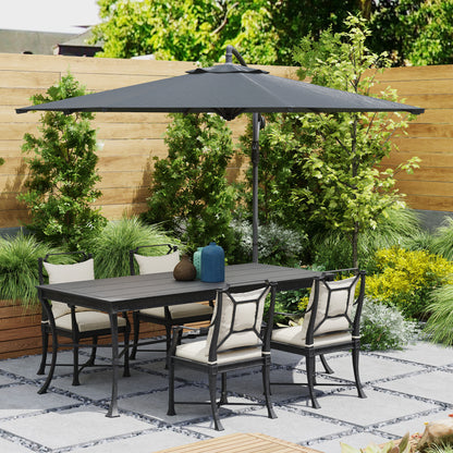 Foldable Octagonal Cantilever Parasol with 3m Diameter Garden Parasol with Dark Gray Cross Stand