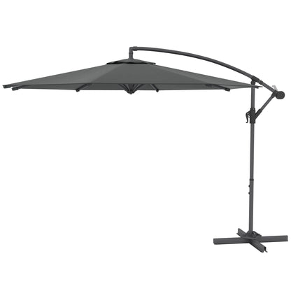 Foldable Octagonal Cantilever Parasol with 3m Diameter Garden Parasol with Dark Gray Cross Stand