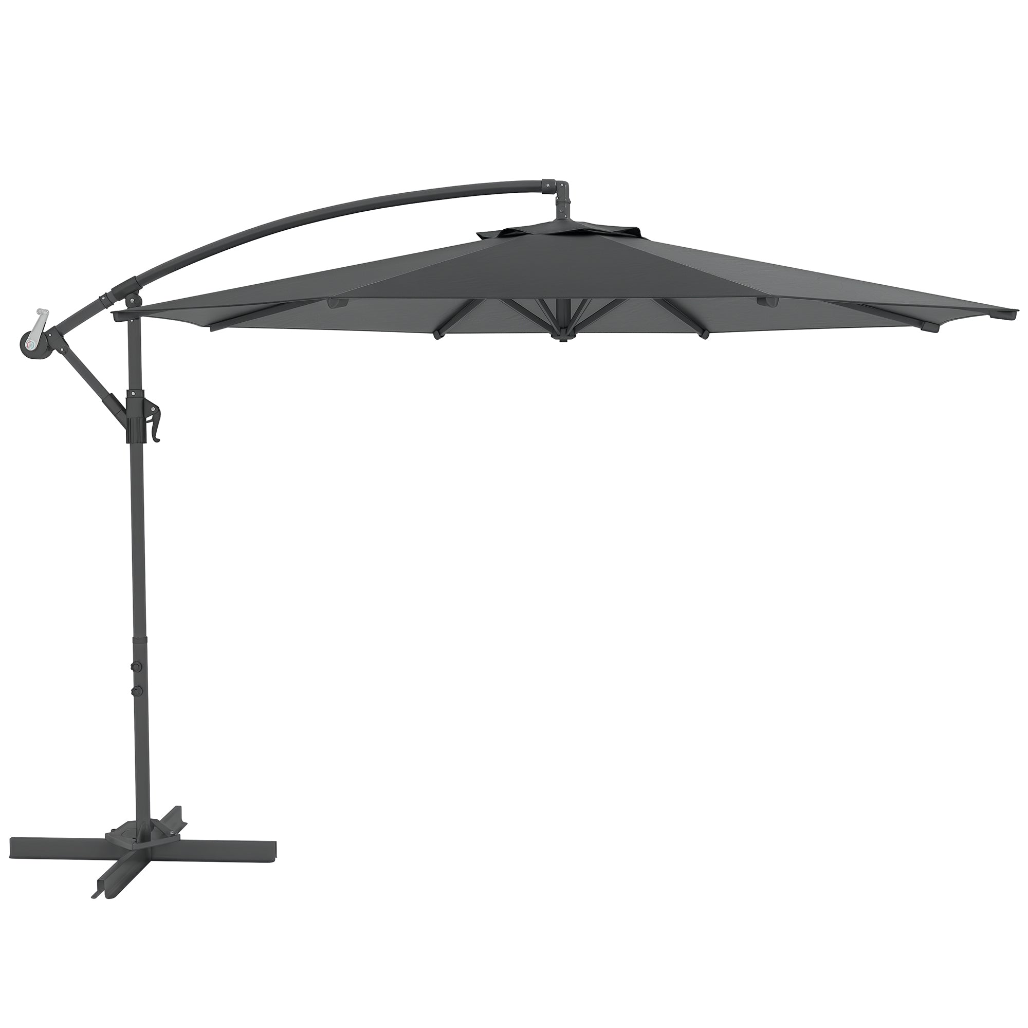 Foldable Octagonal Cantilever Parasol with 3m Diameter Garden Parasol with Dark Gray Cross Stand