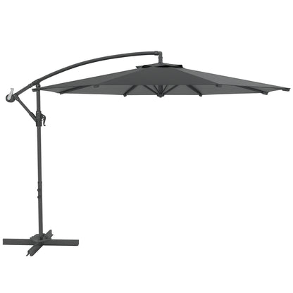 Foldable Octagonal Cantilever Parasol with 3m Diameter Garden Parasol with Dark Gray Cross Stand