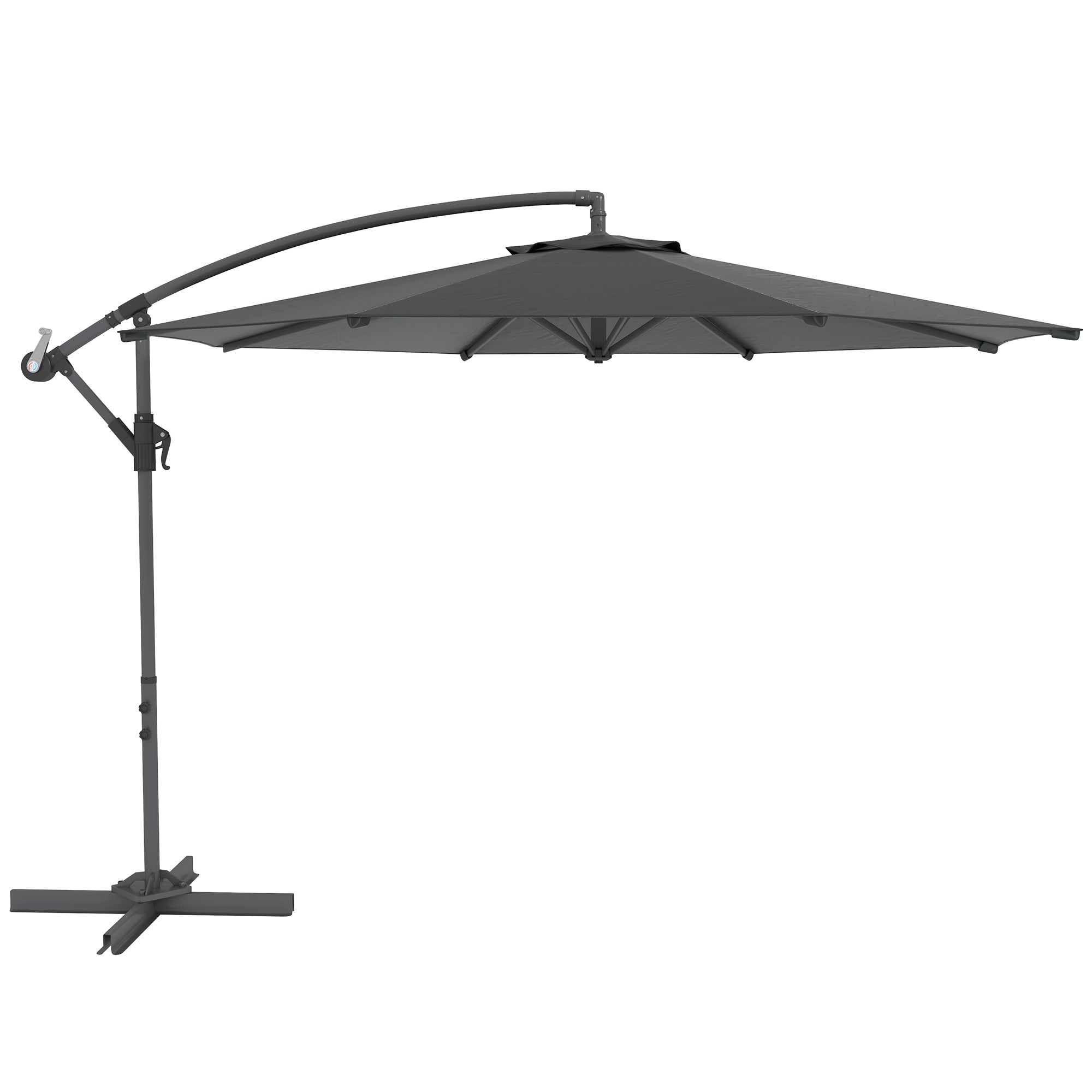 Foldable Octagonal Cantilever Parasol with 3m Diameter Garden Parasol with Dark Gray Cross Stand