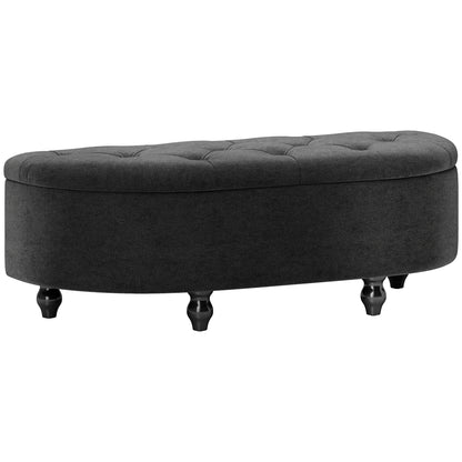 Storage Ottoman Bench with Velvet Upholstery, Open Lid Storage Chest with Wooden Legs, Storage Bench for Living Room Entryway Bedroom 120 x 46 x 42 cm Dark Gray