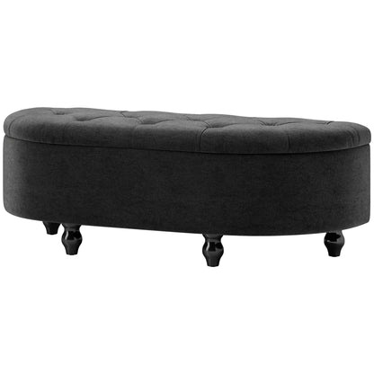 Storage Ottoman Bench with Velvet Upholstery, Open Lid Storage Chest with Wooden Legs, Storage Bench for Living Room Entryway Bedroom 120 x 46 x 42 cm Dark Gray
