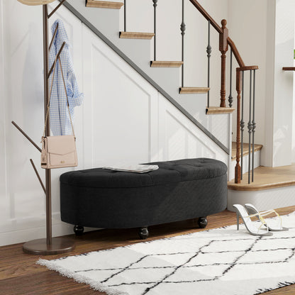 Storage Ottoman Bench with Velvet Upholstery, Open Lid Storage Chest with Wooden Legs, Storage Bench for Living Room Entryway Bedroom 120 x 46 x 42 cm Dark Gray