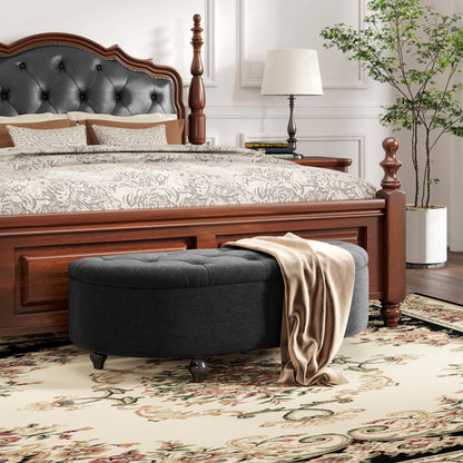 Storage Ottoman Bench with Velvet Upholstery, Open Lid Storage Chest with Wooden Legs, Storage Bench for Living Room Entryway Bedroom 120 x 46 x 42 cm Dark Gray