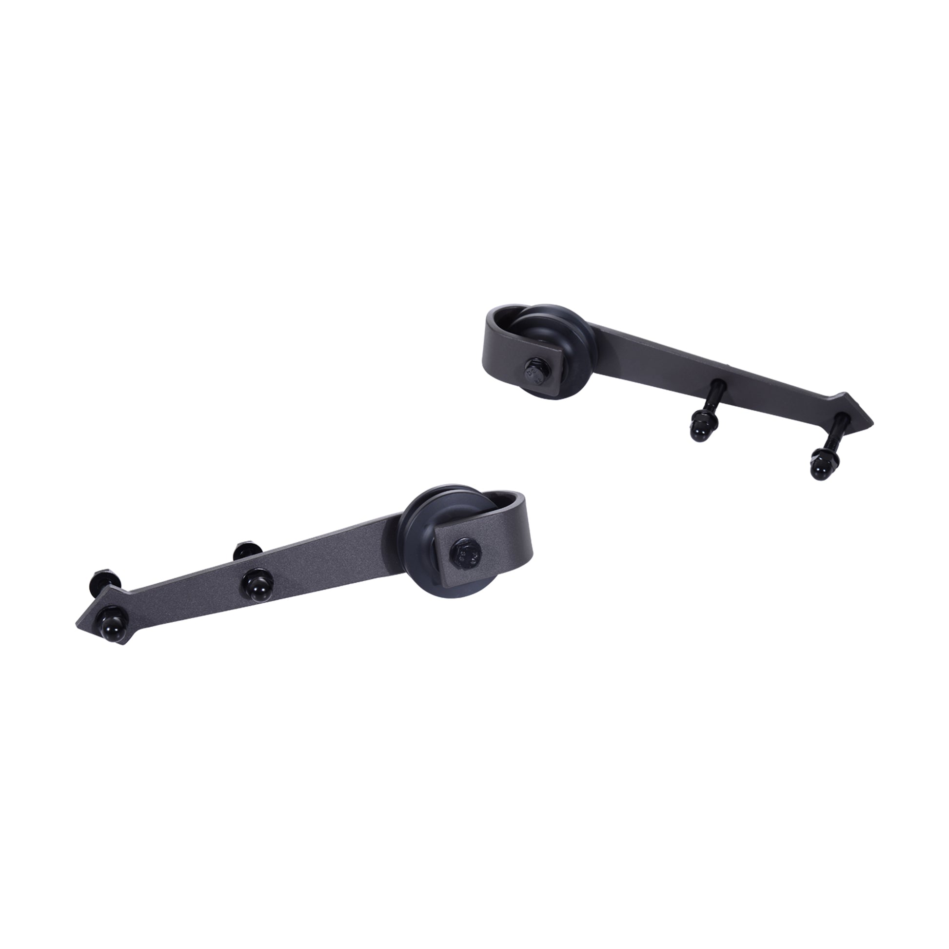 Sliding Door Hardware Set, 2m, Complete Kit with Rails, Rollers, Door Stoppers, Floor Guide, Sliding Door System made of Carbon Steel, Brown