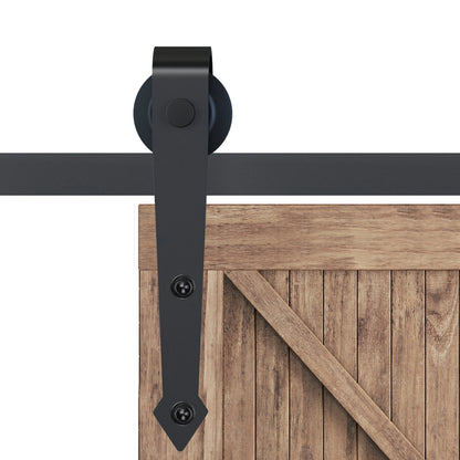 Sliding Door Hardware Set, 2m, Complete Kit with Rails, Rollers, Door Stoppers, Floor Guide, Sliding Door System made of Carbon Steel, Brown