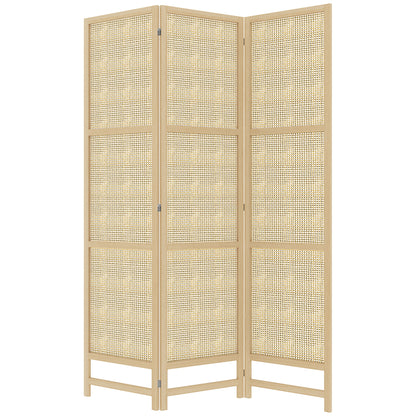 Paravent 3-piece 135 x 180 cm Room Divider made of PP Rattan, Foldable Divider Privacy Screen Partition for Living Room Natural