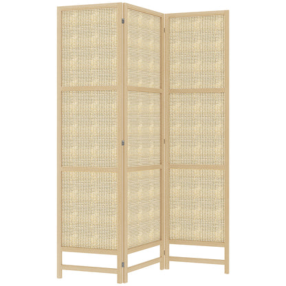 Paravent 3-piece 135 x 180 cm Room Divider made of PP Rattan, Foldable Divider Privacy Screen Partition for Living Room Natural