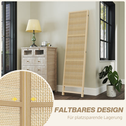 Paravent 3-piece 135 x 180 cm Room Divider made of PP Rattan, Foldable Divider Privacy Screen Partition for Living Room Natural