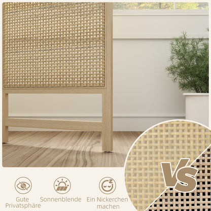 Paravent 3-piece 135 x 180 cm Room Divider made of PP Rattan, Foldable Divider Privacy Screen Partition for Living Room Natural