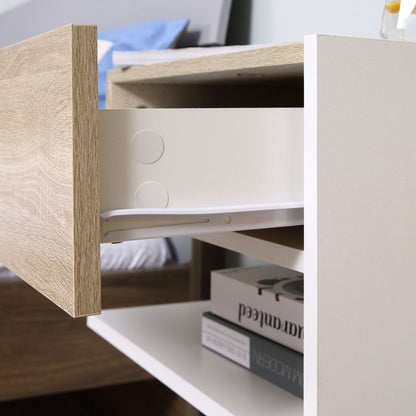 Set of 2 Floating Bedside Tables Hanging Bedside Tables with 1 Drawer and Open Shelf for Bedroom 46x30x30 cm Oak and White