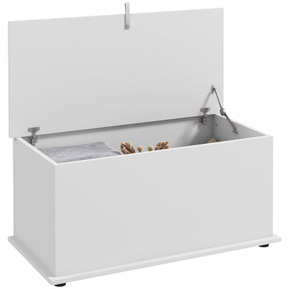 Storage Bench, Multi-Purpose Bench with Safety Hinges, Wooden Shoe Bench with Lid for Entryway, Hallway, Bedroom, Living Room, 80x40x40cm, White