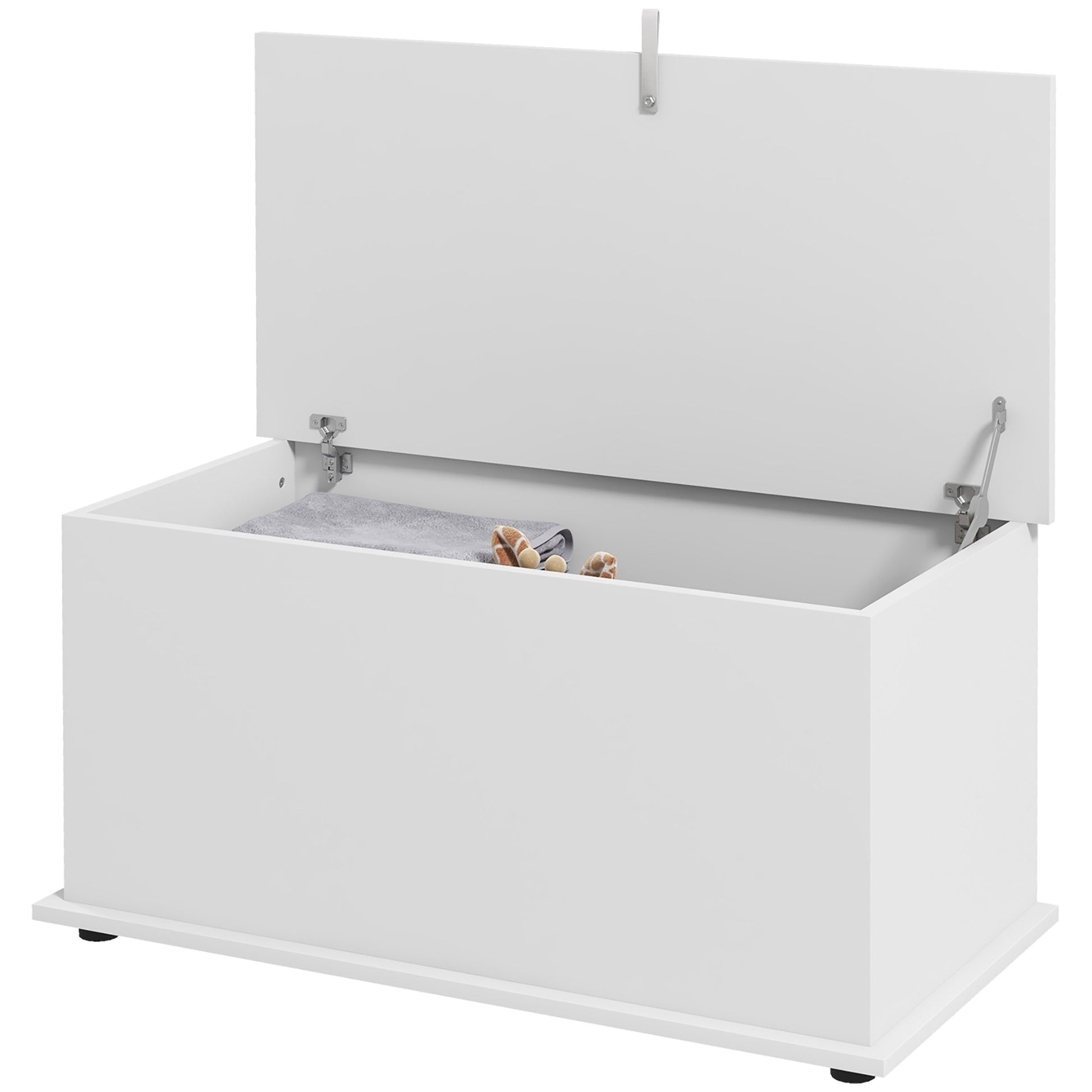 Storage Bench, Multi-Purpose Bench with Safety Hinges, Wooden Shoe Bench with Lid for Entryway, Hallway, Bedroom, Living Room, 80x40x40cm, White
