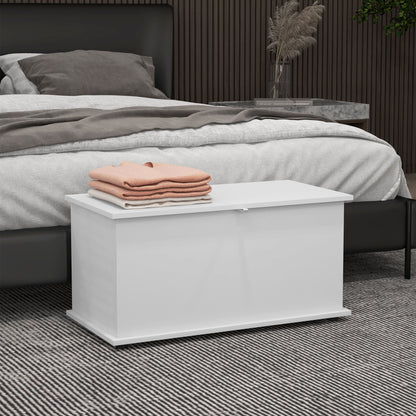 Storage Bench, Multi-Purpose Bench with Safety Hinges, Wooden Shoe Bench with Lid for Entryway, Hallway, Bedroom, Living Room, 80x40x40cm, White