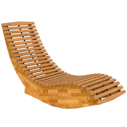 Folding Acacia Wood Sun Lounger — Ergonomic S-Shape Slatted Design, Folding Outdoor Rocking Daybed for Garden, Balcony & Patio, Up to 265 lb (60 x 156 x 77 cm / 23.6 x 61.4 x 30.3 in)