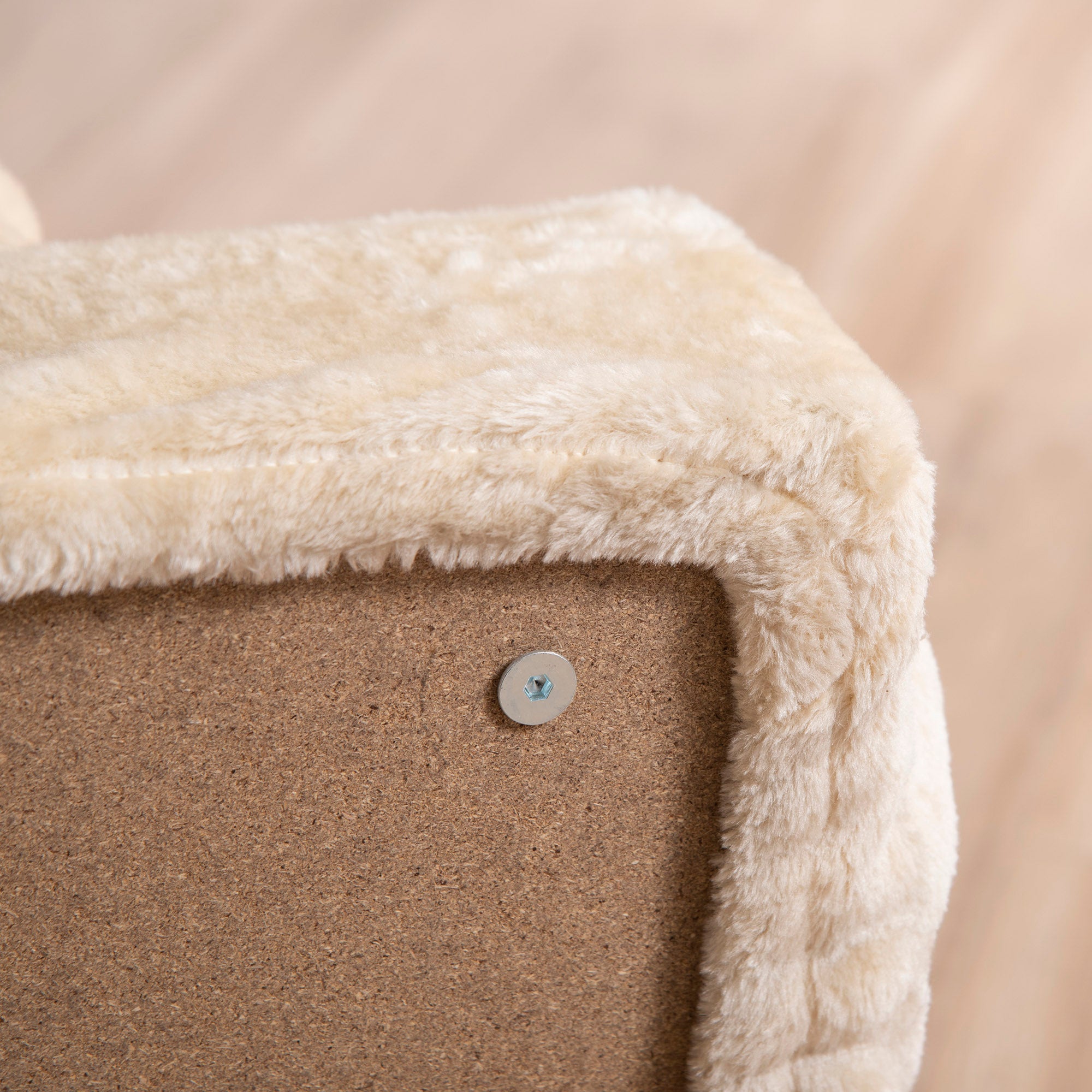 Dog Stairs 4-Step, 35 cm Cat Stairs for Bed and Sofa, Pet Stairs for Dogs and Cats up to 5 kg, Plush Look, Beige