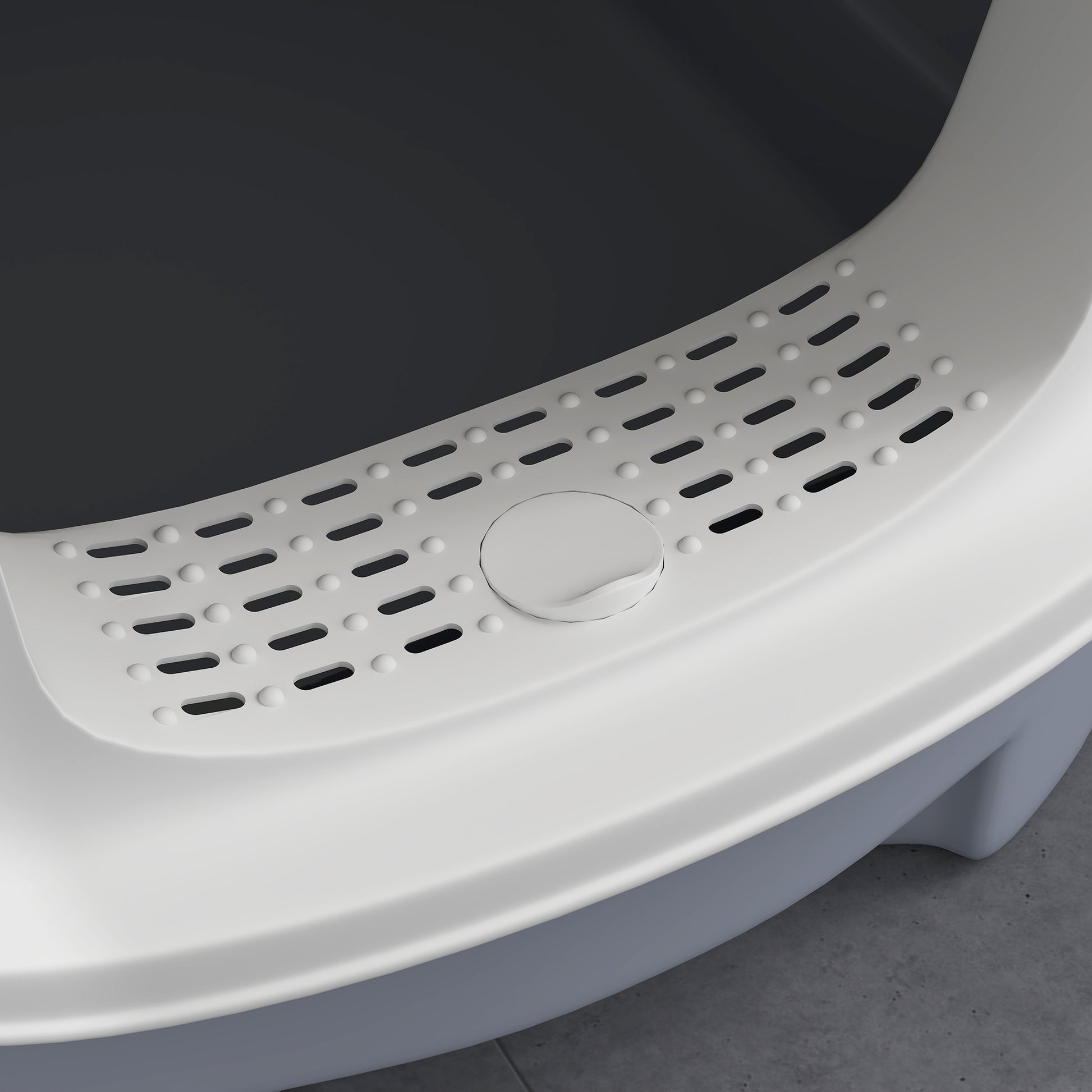 Covered Cat Litter Box Enclosed Cat Litter Box with Front Entry Top Exit Removable Lid Sliding Tray and Shovel 40.5x52.5x42.5 cm White and Gray