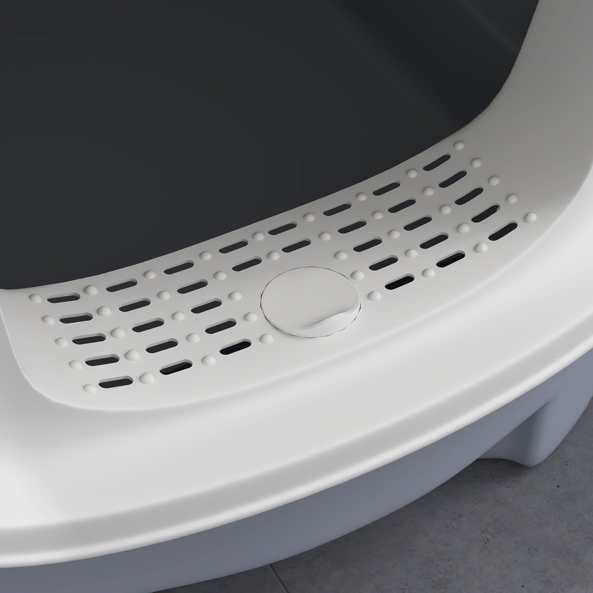 Covered Cat Litter Box Enclosed Cat Litter Box with Front Entry Top Exit Removable Lid Sliding Tray and Shovel 40.5x52.5x42.5 cm White and Gray