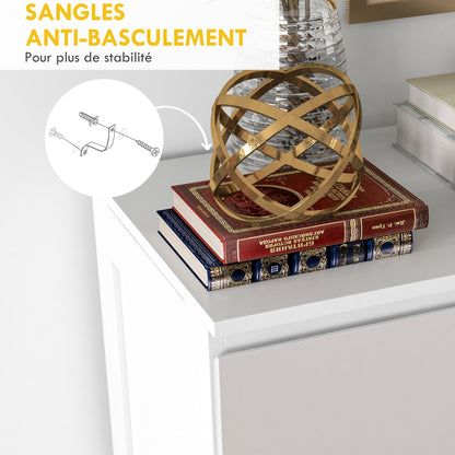 5-Drawer Chest Bedroom Storage Unit Modern Stylish Smooth Close Mechanism for Bedroom, Living Room - 60 x 38 x 100 cm, White