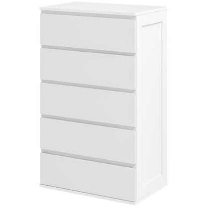 5-Drawer Chest Bedroom Storage Unit Modern Stylish Smooth Close Mechanism for Bedroom, Living Room - 60 x 38 x 100 cm, White