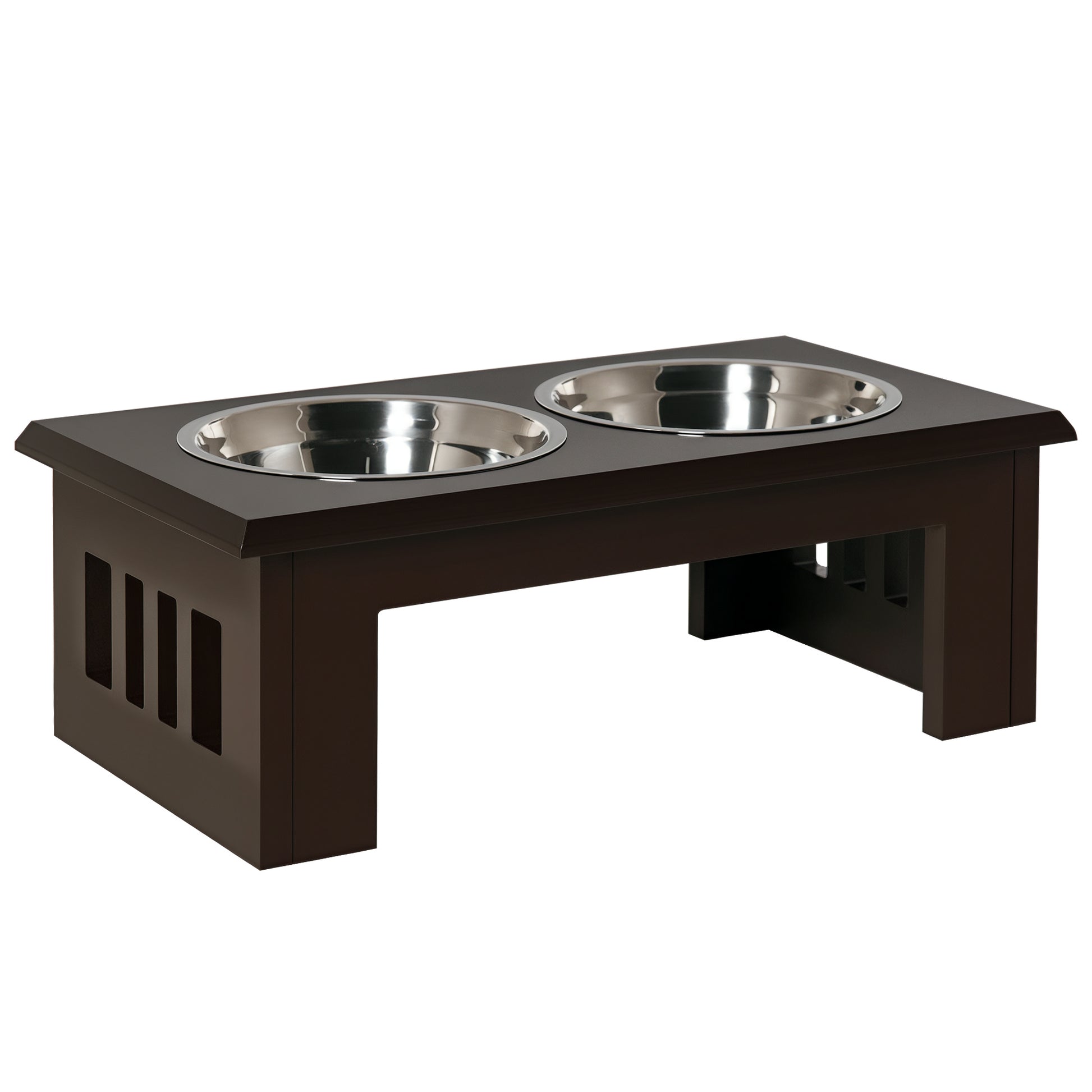 Raised Dog Bowl Feeder with 2 Bowls Water Bowl 2 x 2000ml Stainless Steel Bowls Feeding Station Dog Bowls for Medium Dogs Cats Espresso