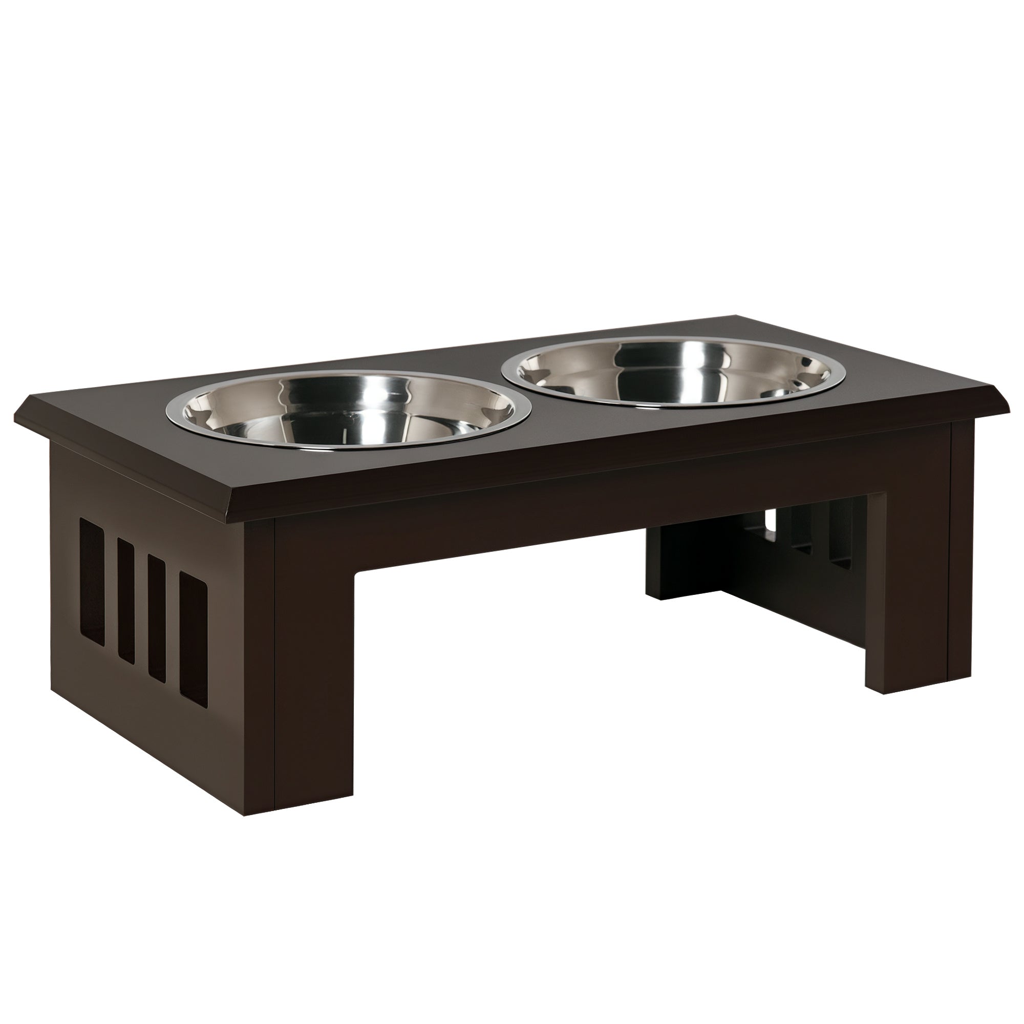 Raised Dog Bowl Feeder with 2 Bowls Water Bowl 2 x 2000ml Stainless Steel Bowls Feeding Station Dog Bowls for Medium Dogs Cats Espresso