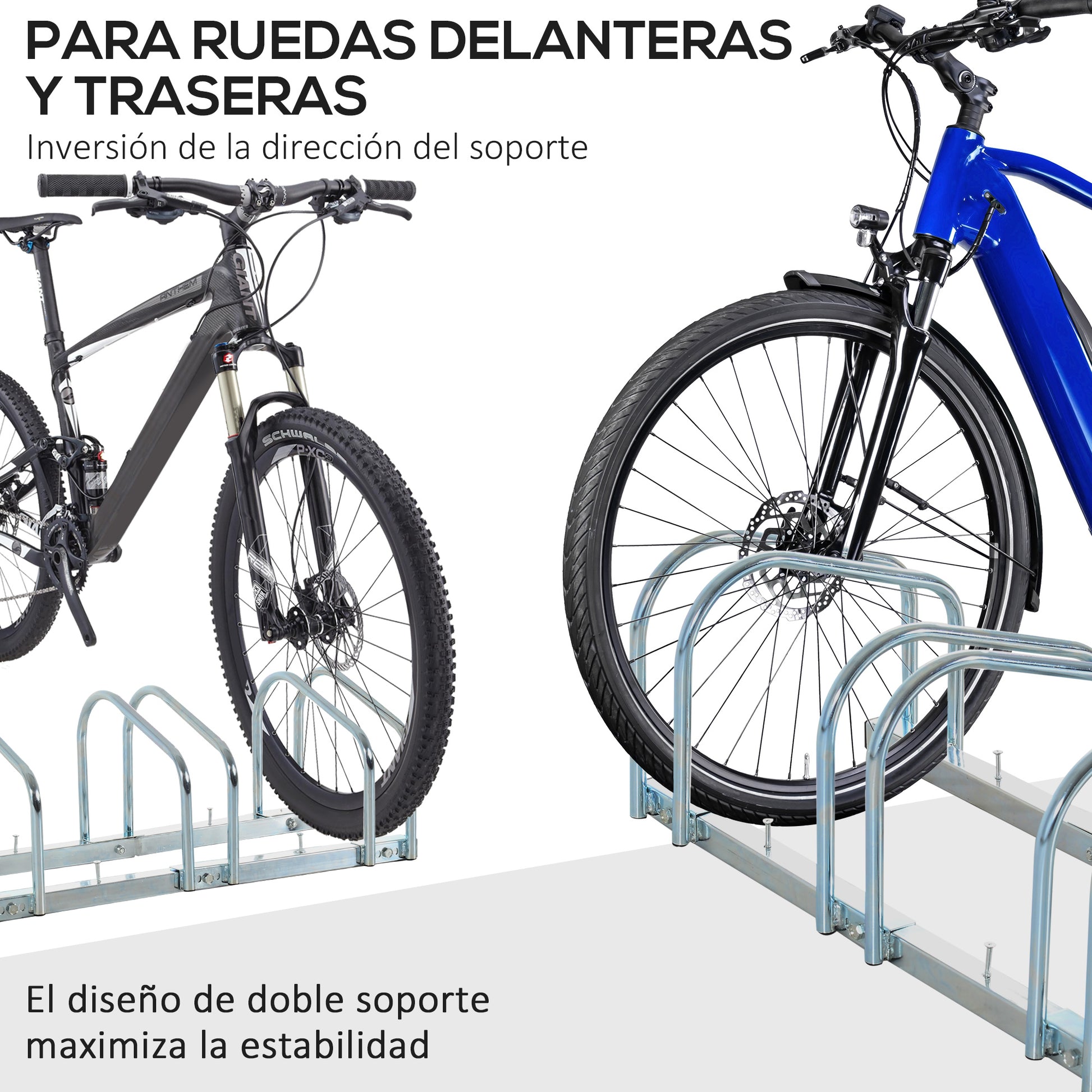 Bike Parking Rack Steel Bike Stand for Parking Bikes on Floor or Wall Indoor and Outdoor Parking 76x33x27 cm Silver