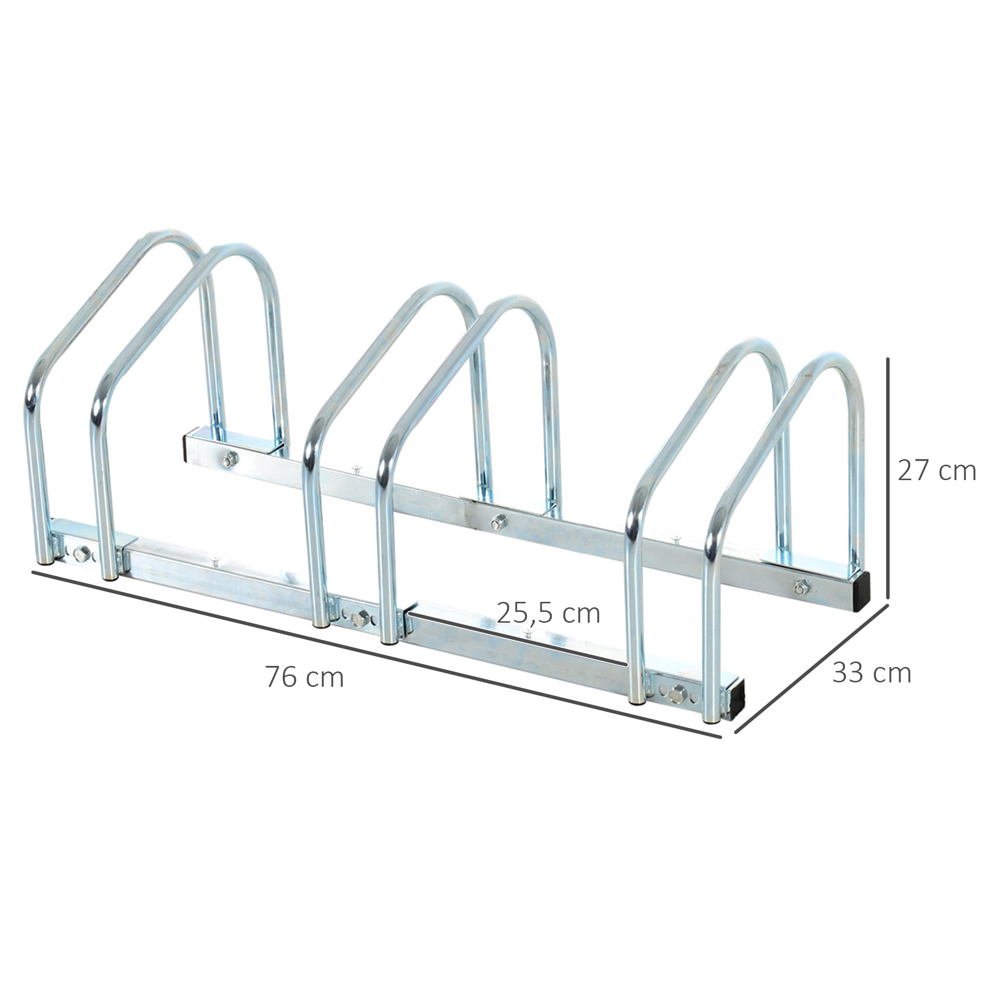Bike Parking Rack Steel Bike Stand for Parking Bikes on Floor or Wall Indoor and Outdoor Parking 76x33x27 cm Silver