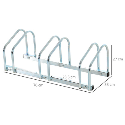 Bike Parking Rack Steel Bike Stand for Parking Bikes on Floor or Wall Indoor and Outdoor Parking 76x33x27 cm Silver