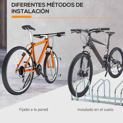 Bike Parking Rack Steel Bike Stand for Parking Bikes on Floor or Wall Indoor and Outdoor Parking 76x33x27 cm Silver