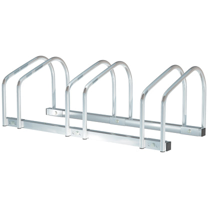 Bike Parking Rack Steel Bike Stand for Parking Bikes on Floor or Wall Indoor and Outdoor Parking 76x33x27 cm Silver