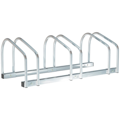 Bike Parking Rack Steel Bike Stand for Parking Bikes on Floor or Wall Indoor and Outdoor Parking 76x33x27 cm Silver