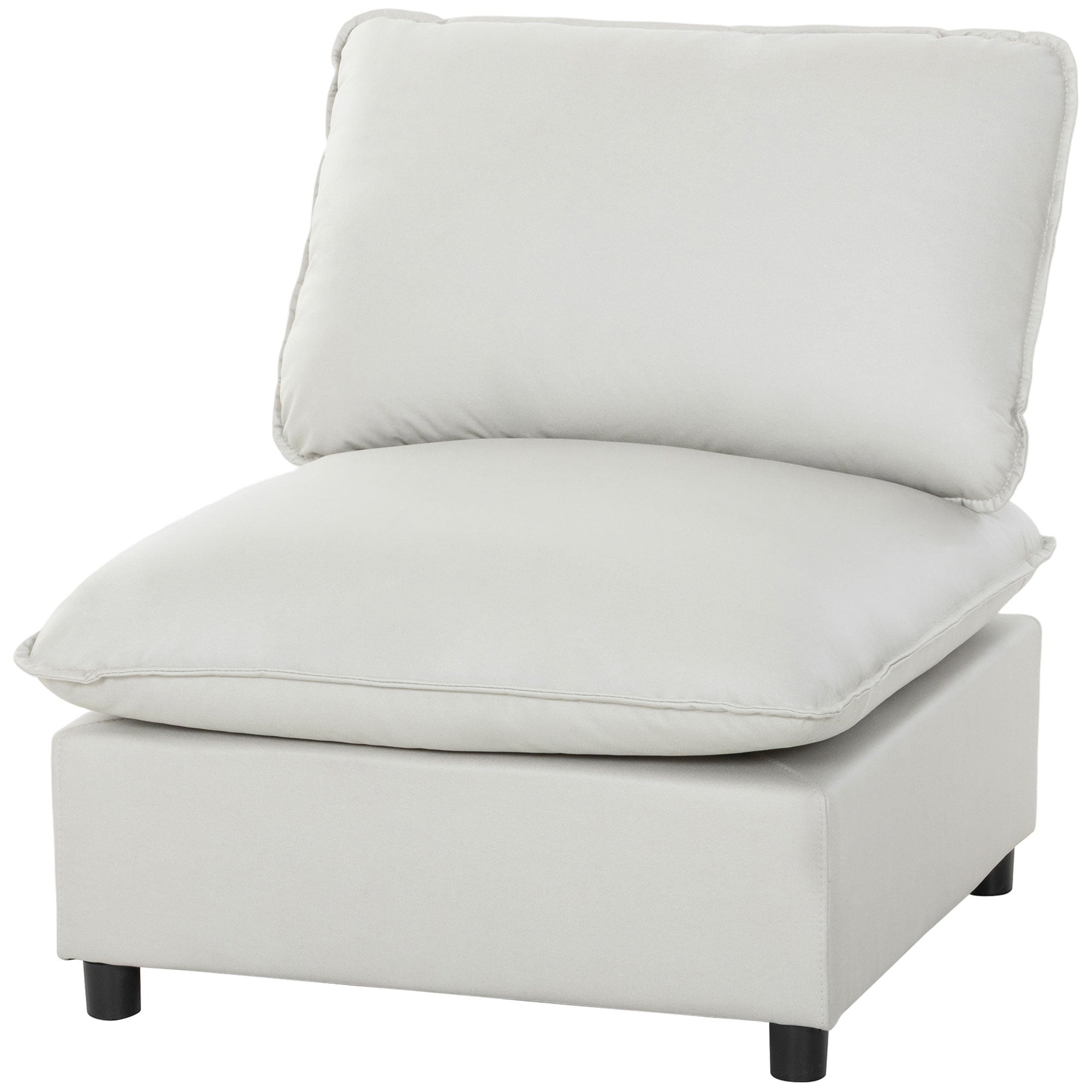 Wide Deep-Seat Upholstered Lounge Chair — Comfortable Faux Leather Accent Chair, Gray