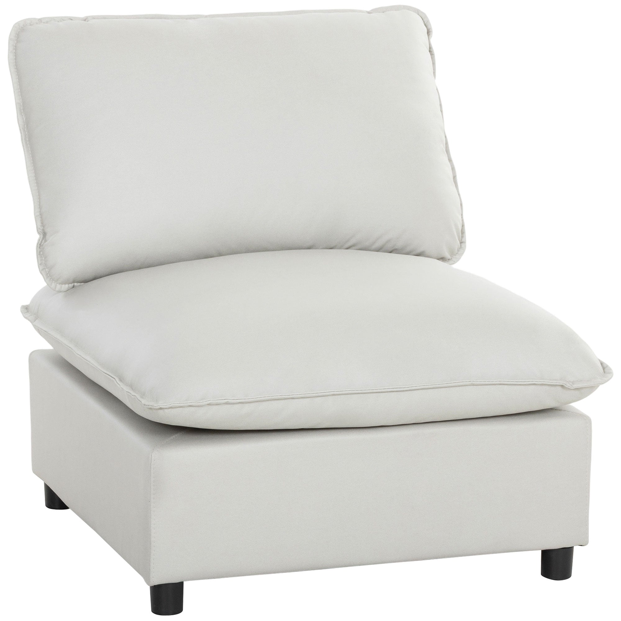 Wide Deep-Seat Upholstered Lounge Chair — Comfortable Faux Leather Accent Chair, Gray