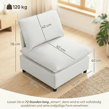 Wide Deep-Seat Upholstered Lounge Chair — Comfortable Faux Leather Accent Chair, Gray