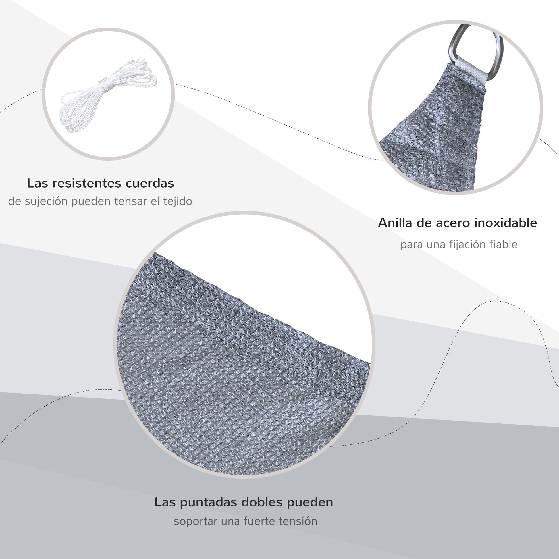 Rectangular Shade Sail 4x6 m HDPE Terrace Awning with Stainless Steel Ring and Ropes for Garden Patio Gray