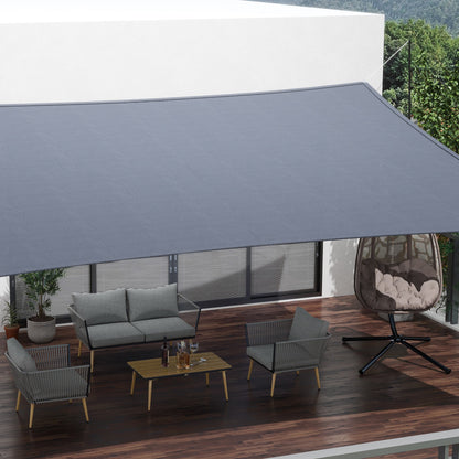 Rectangular Shade Sail 4x6 m HDPE Terrace Awning with Stainless Steel Ring and Ropes for Garden Patio Gray