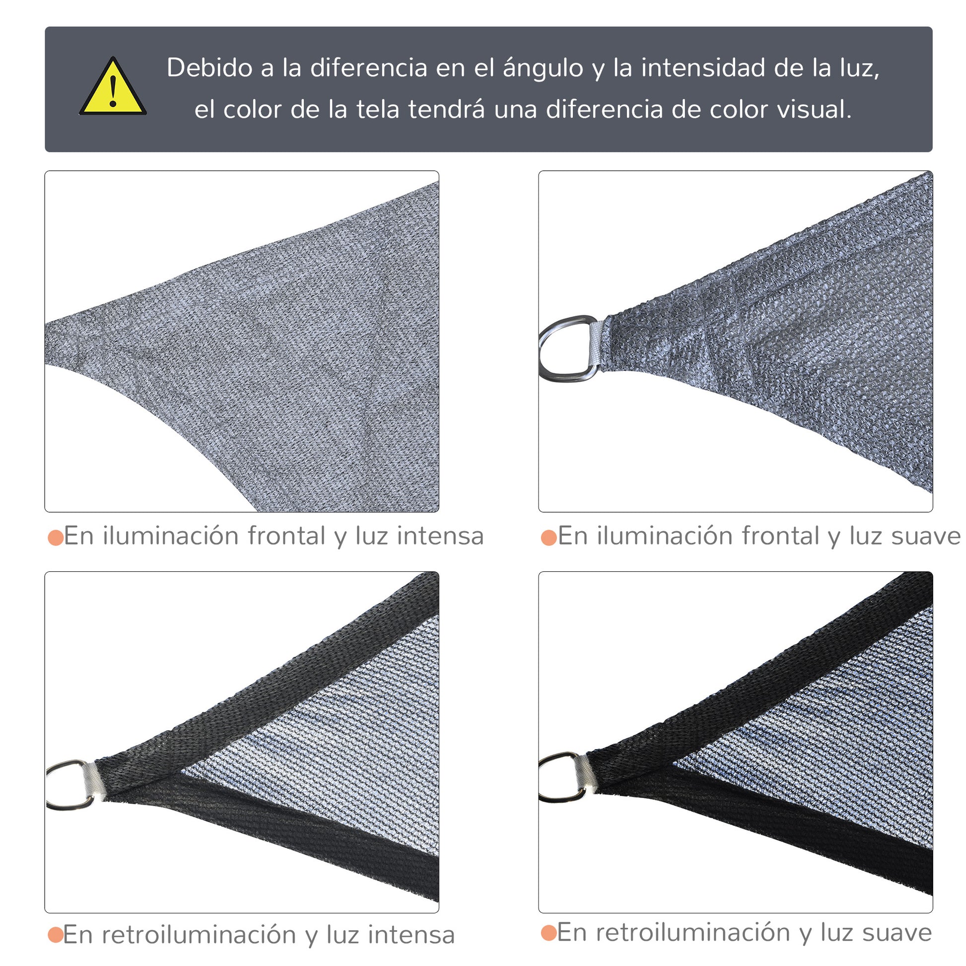 Rectangular Shade Sail 4x6 m HDPE Terrace Awning with Stainless Steel Ring and Ropes for Garden Patio Gray