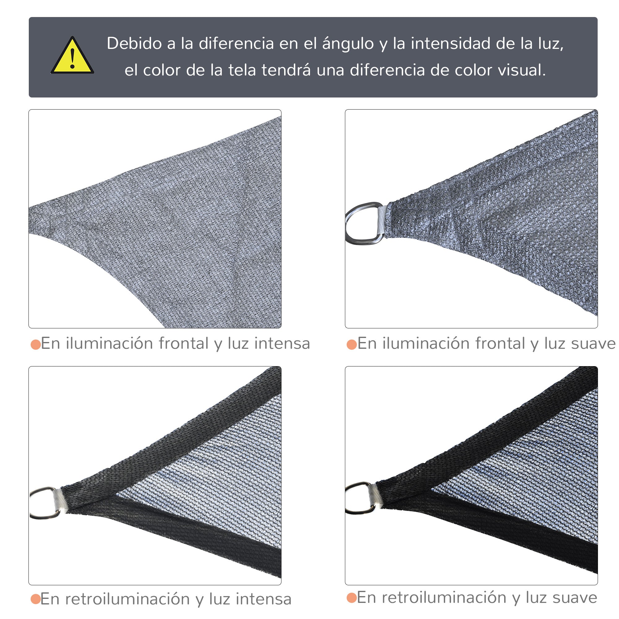 Rectangular Shade Sail 4x6 m HDPE Terrace Awning with Stainless Steel Ring and Ropes for Garden Patio Gray