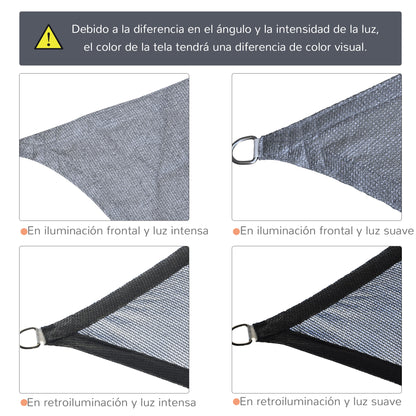 Rectangular Shade Sail 4x6 m HDPE Terrace Awning with Stainless Steel Ring and Ropes for Garden Patio Gray