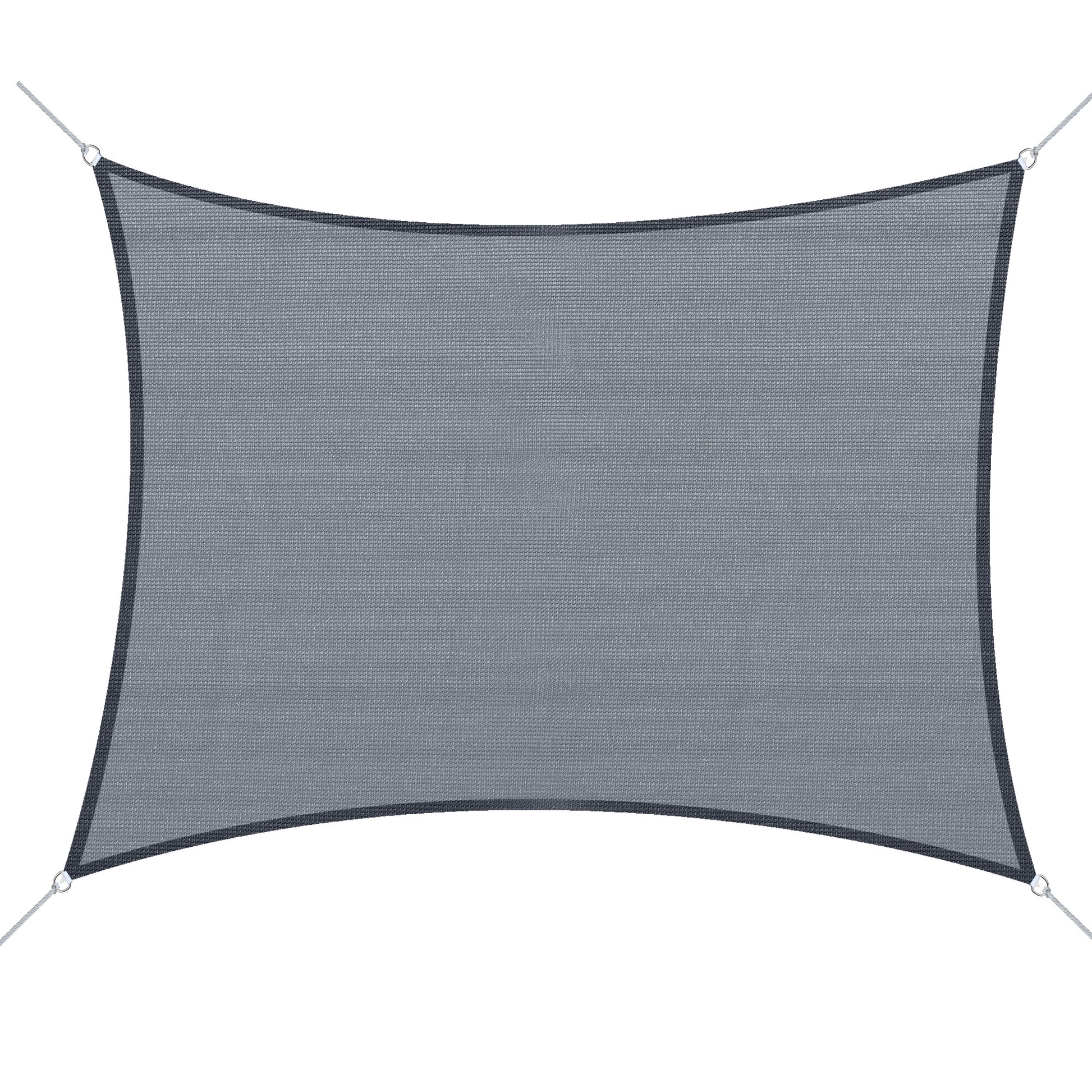 Rectangular Shade Sail 4x6 m HDPE Terrace Awning with Stainless Steel Ring and Ropes for Garden Patio Gray