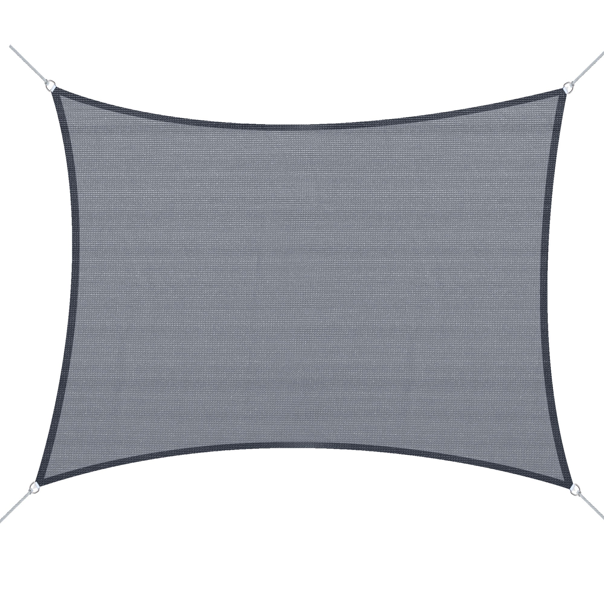 Rectangular Shade Sail 4x6 m HDPE Terrace Awning with Stainless Steel Ring and Ropes for Garden Patio Gray