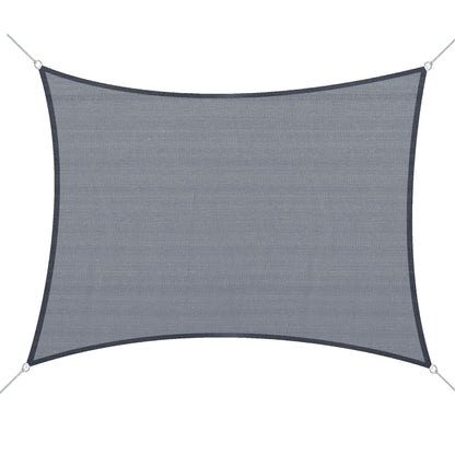 Rectangular Shade Sail 4x6 m HDPE Terrace Awning with Stainless Steel Ring and Ropes for Garden Patio Gray